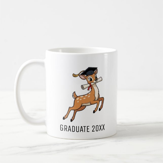 Caneca De Café Deer Graduation Personalized (Esquerda)