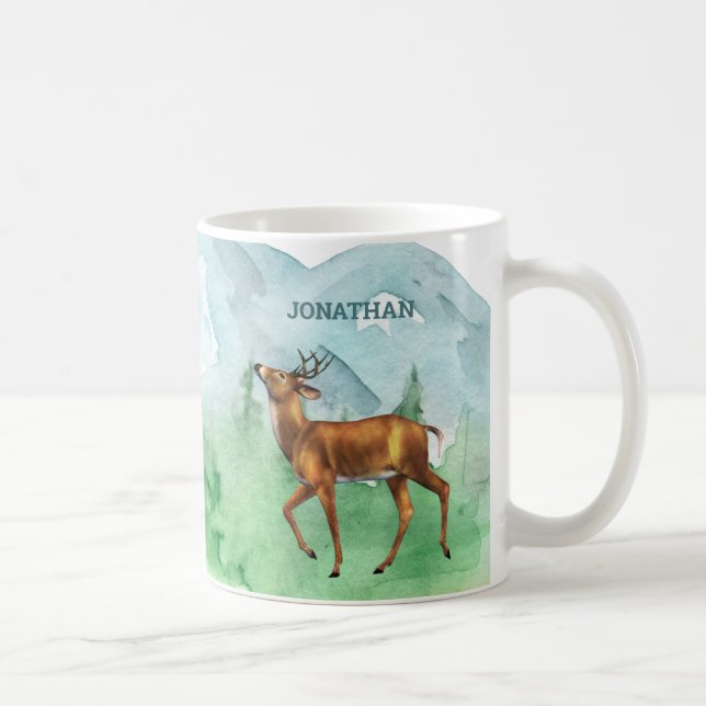 Caneca De Café Deer Hunter Personalizou Forest Mountain (Direita)