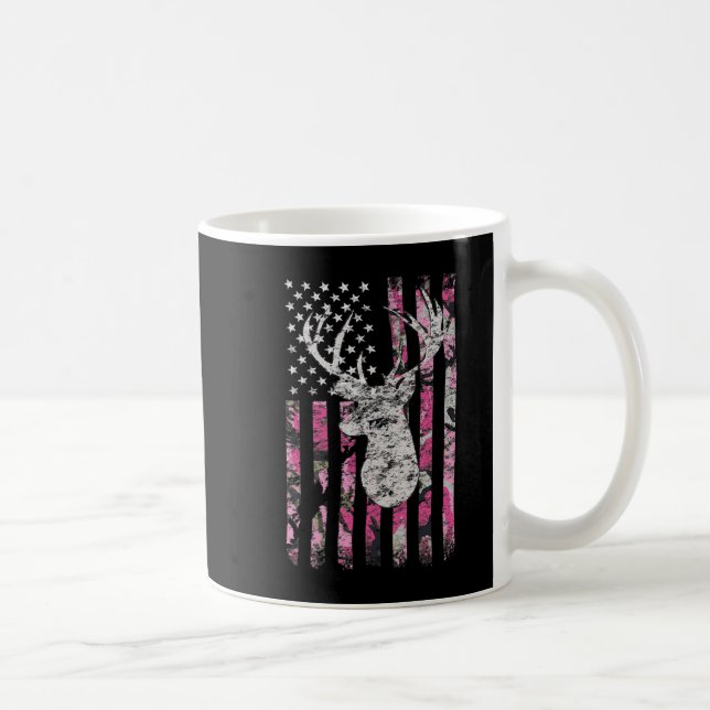 Caneca De Café Deer Hunting Camo American Flag Pink Buck (Direita)
