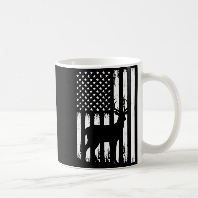Caneca De Café Deer Hunting Hunter Camo Usa American Flag Patriot (Direita)