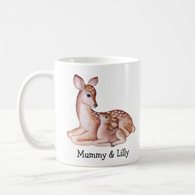 Caneca De Café Deer Mãe & Bebê - Adorável Tumg Personalizado (Esquerda)