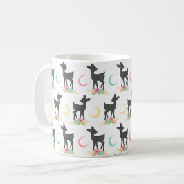 Caneca De Café Deer Pattern, Baby Deer, Boho, Flores, Lua