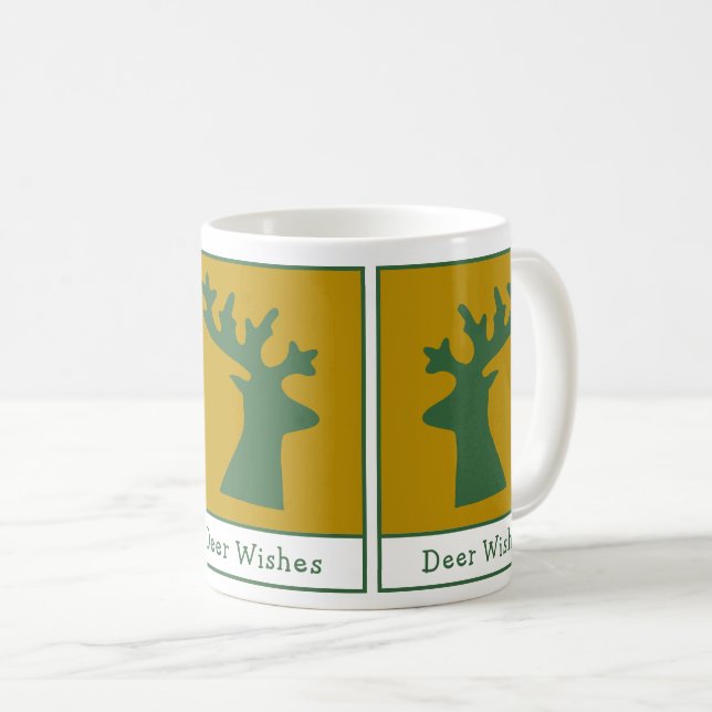 Caneca De Café Deer Personalizado Deseja Uma Arte De Férias Doura (Frente Esquerda)