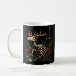 Caneca De Café Deer Skeleton Mystical Gothic Floral