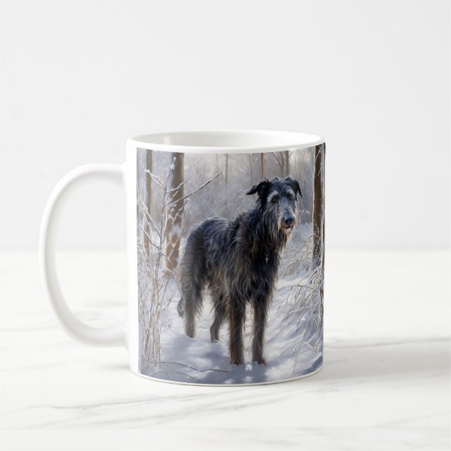 Caneca De Café Deerhound Escocês Deixe-o nevar no Natal (Esquerda)