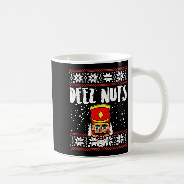 Caneca De Café Deez Nuts Nutcracker Funny Ugly Christmas Sweater  (Direita)