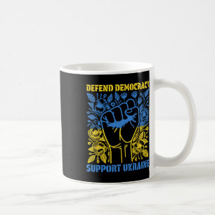 Caneca De Café Defender a Democracia Apoiar a Ucrânia Paz Ficar C