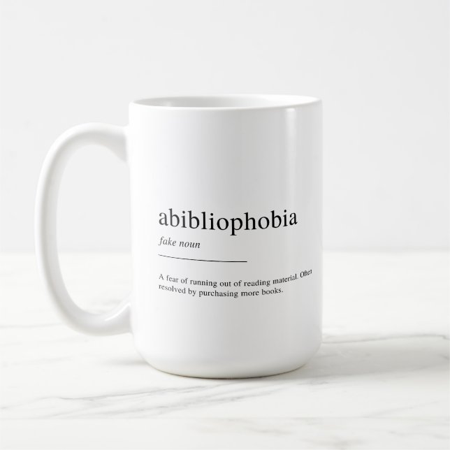 Caneca De Café Definição de abibliofobia (Esquerda)