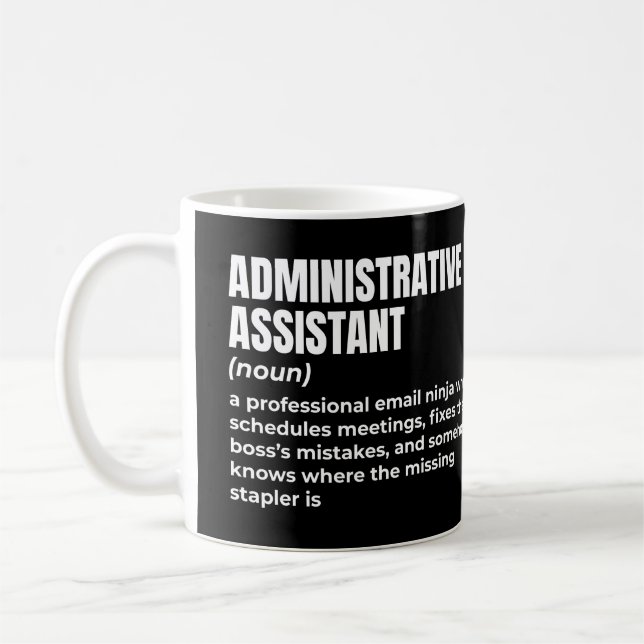 Caneca De Café Definição de Assistente Administrativo Funny (Esquerda)