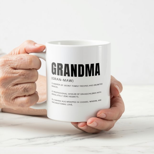 Caneca De Café Definição de Avó Divertida e de Coração (Criador carregado)