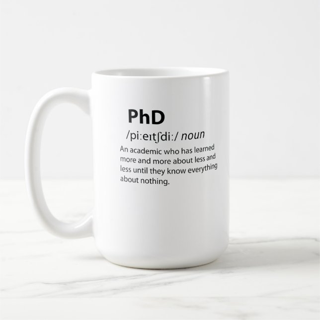 Caneca De Café Definição de Dicionário Engraçado PhD (Esquerda)