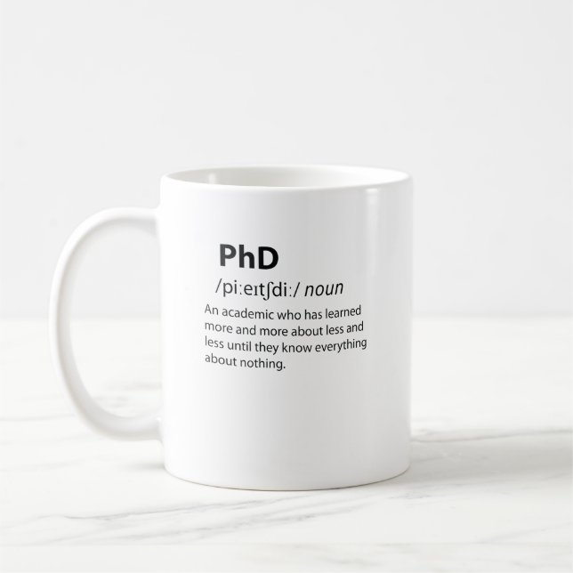 Caneca De Café Definição de Dicionário Engraçado PhD (Esquerda)