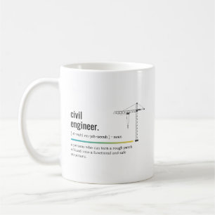 Caneca De Café Definição de Engenheiro Civil Personalizada