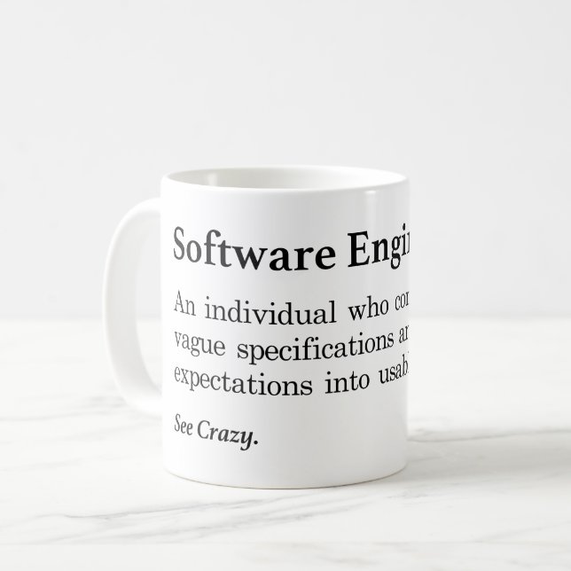 Caneca De Café Definição de Engenheiro de software (Frente Esquerda)