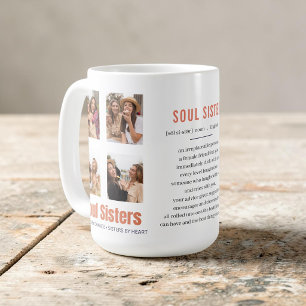 Caneca De Café Definição de Irmã da Alma Colagem de Fotos Branco
