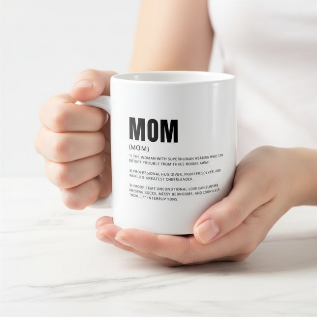 Caneca De Café Definição de Mãe Divertida e de Coração (Criador carregado)