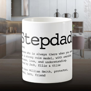 Caneca De Café Definição de Padrasto Personalizada Preto e Branco