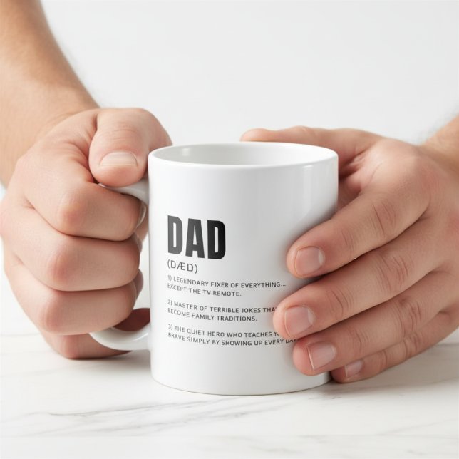 Caneca De Café Definição de Pai Divertida e de Coração (Criador carregado)