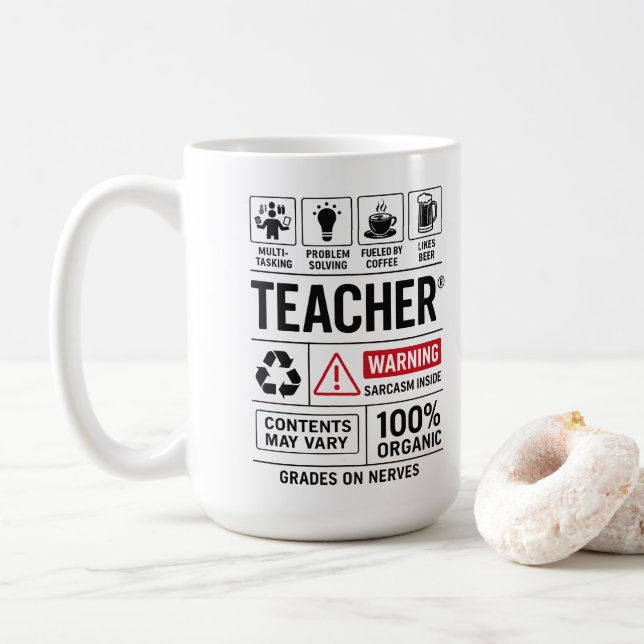Caneca De Café Definição de Professor Engraçado — Multitarefa (Com Donut)