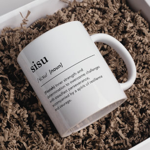 Caneca De Café Definição de Sisu Tipografia de Palavras Finlandes
