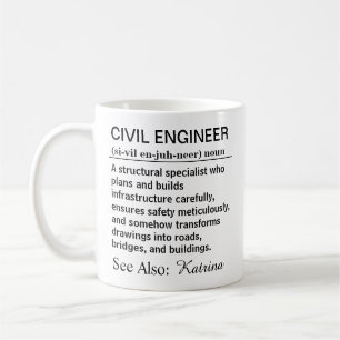 Caneca De Café Definição Divertida de Engenheiro Civil