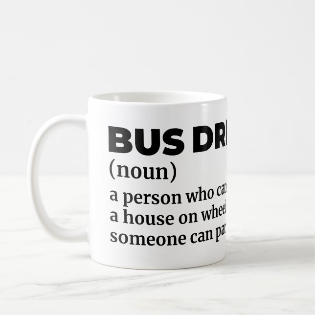 Caneca De Café Definição Engraçada de Driver de Ônibus Escolar (Esquerda)