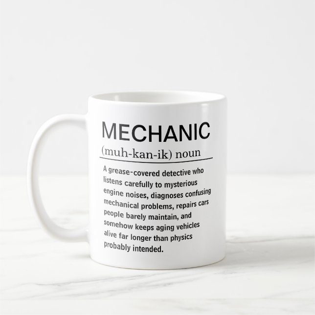 Caneca De Café Definição Engraçada de Mecânico (Esquerda)