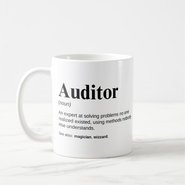 Caneca De Café Definição engraçada de trabalho de auditor (Esquerda)