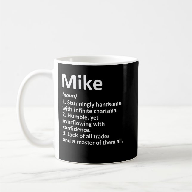 Caneca De Café Definição MIKE Nome Personalizado Funny Birthday G (Esquerda)