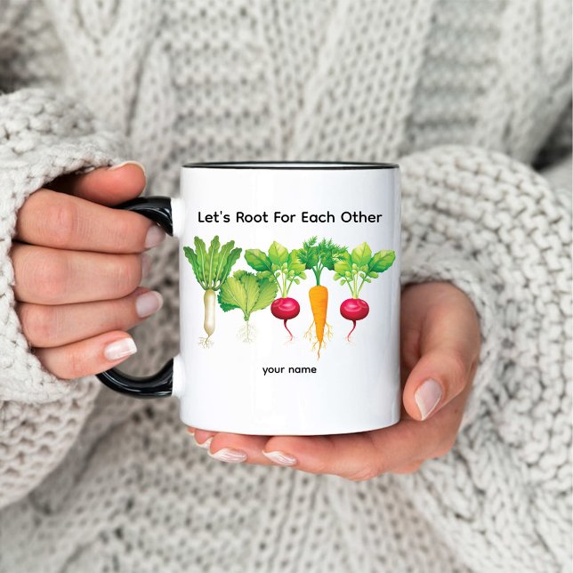 Caneca De Café Deixa Raiz Um Para O Outro Amante Vegetal (Lets Root For Each Other Vegetable Plant lover Coffee Mug)