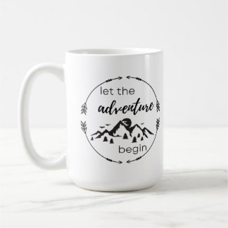 Caneca De Café Deixe a aventura começar muito - preto e branco