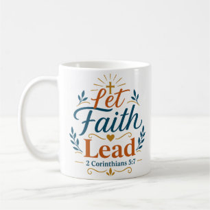 Caneca De Café Deixe a Fé Liderar Citação Inspiradora da Escritur