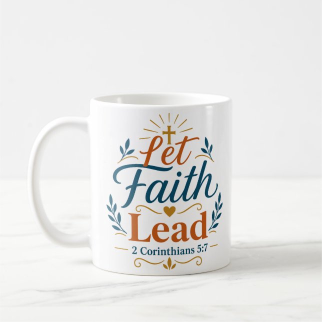 Caneca De Café Deixe a Fé Liderar Citação Inspiradora da Escritur (Esquerda)