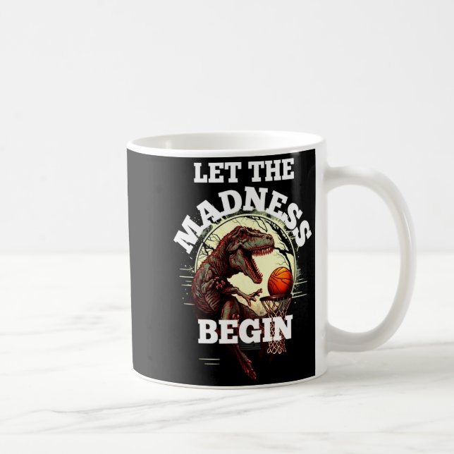 Caneca De Café Deixe a loucura começar basquete rex dinossauro 2  (Direita)