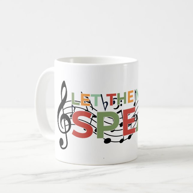 Caneca De Café Deixe A Música Falar, Notas Musicais (Frente Esquerda)
