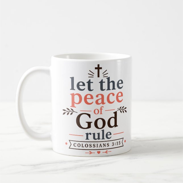 Caneca De Café Deixe a Paz de Deus Governar Versículo Bíblico Cri (Esquerda)