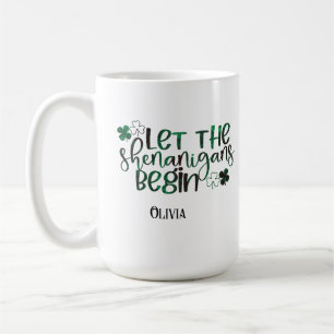 Caneca De Café Deixe as Travessuras Começarem Dia de São Patrício