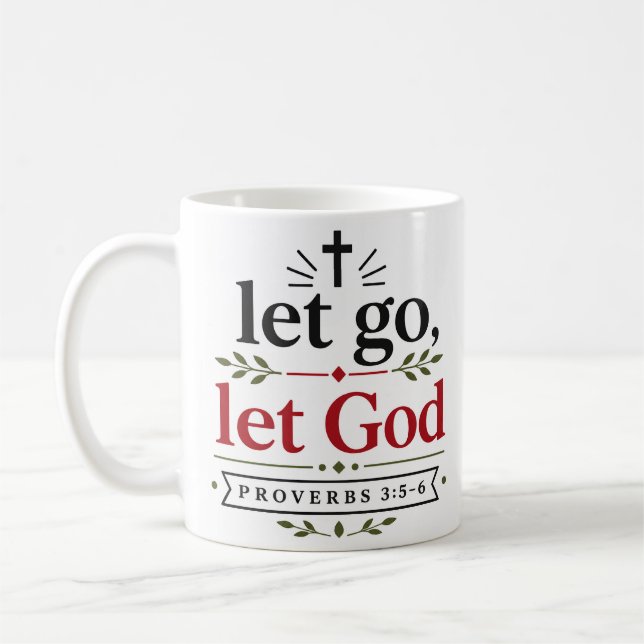 Caneca De Café Deixe Ir, Deixe Deus Versículo Bíblico Cristão Mod (Esquerda)