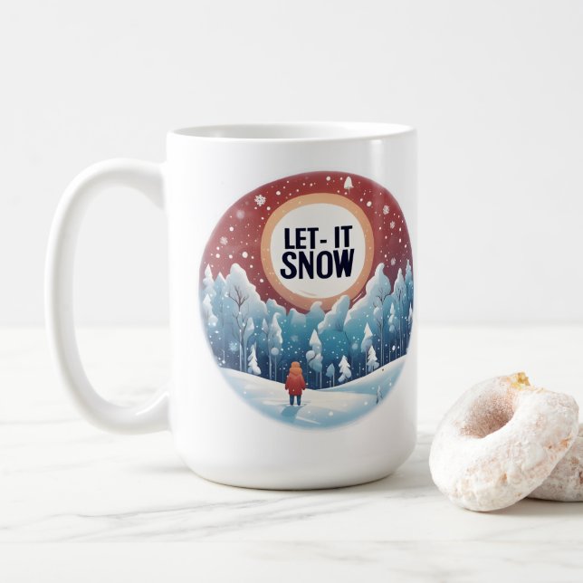 Caneca De Café Deixe-o nevar com uma bela paisagem vítrea (Com Donut)