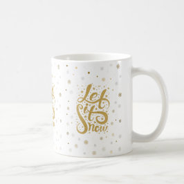 Caneca De Café Deixe-o nevar Dourada tipografia de Natal