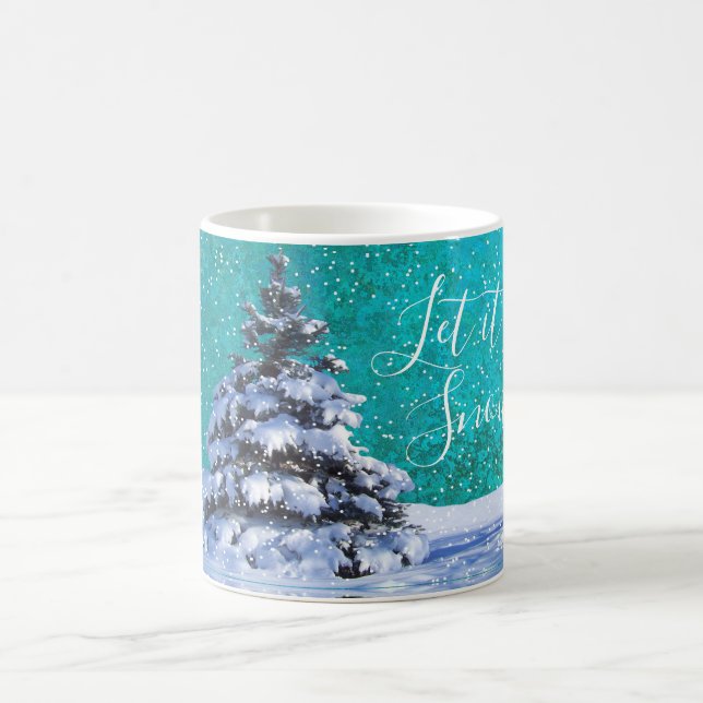 Caneca De Café Deixe-o nevar o azul-lacrimejante branco, elegante (Centro)