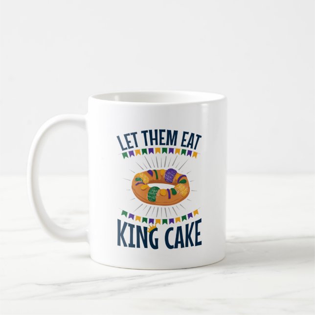 Caneca De Café Deixe-Os Comer Rei Bolo Mardi Gras Engraçado (Esquerda)