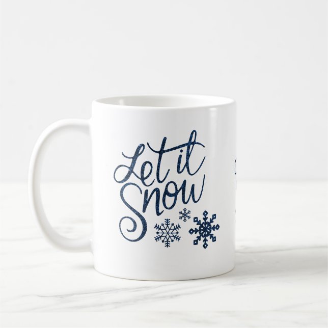 Caneca De Café Deixem-Na Neve Escuro Azul De Inverno (Esquerda)