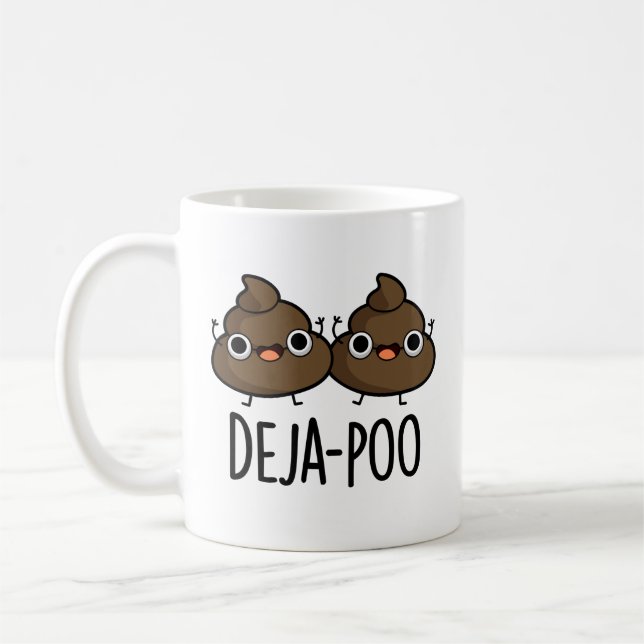 Caneca De Café Deja Poo Funny Dupla Poop Pun (Esquerda)