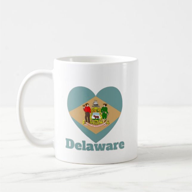 Caneca De Café Delaware Heart Flag (Esquerda)