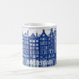 Caneca De Café Delft Blue style mug: Amsterdam