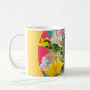 Caneca De Café Delicado. Colagem com isolado de estátua de gesso