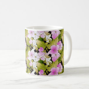 Caneca De Café Delicar Design Floral Rosa e Verde
