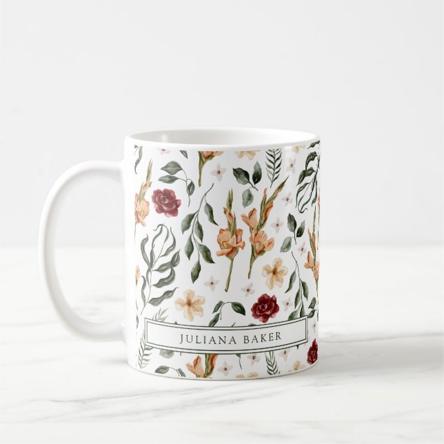Caneca De Café Delicar Floral Personalizado (Esquerda)