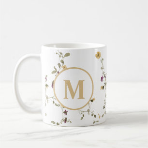 Caneca De Café Delicar Padrão De Flor Colorido De Flor Selvagem